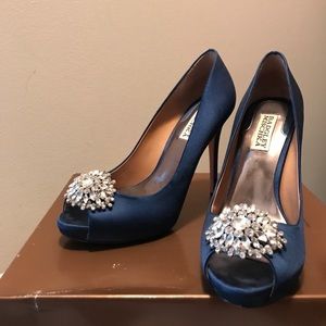 Badgley Mischka blue satin shoes